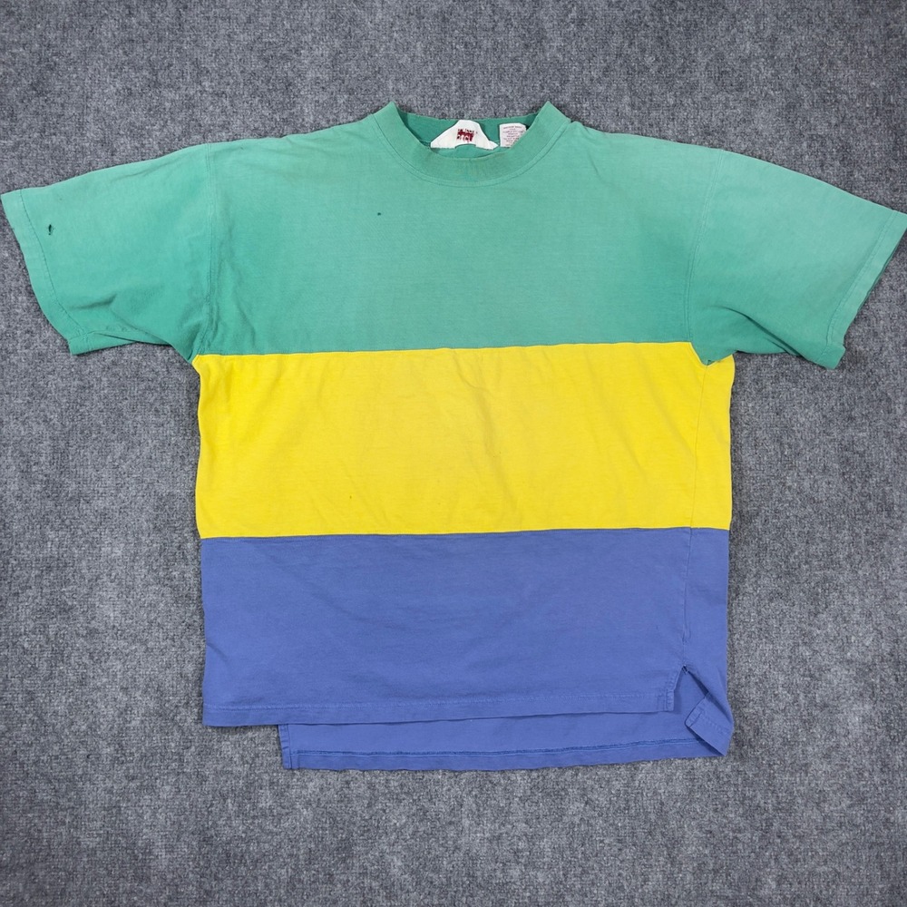 Vintage Colorblock South Mountain T-Shirt Mens Large Green Yellow Blue Surf